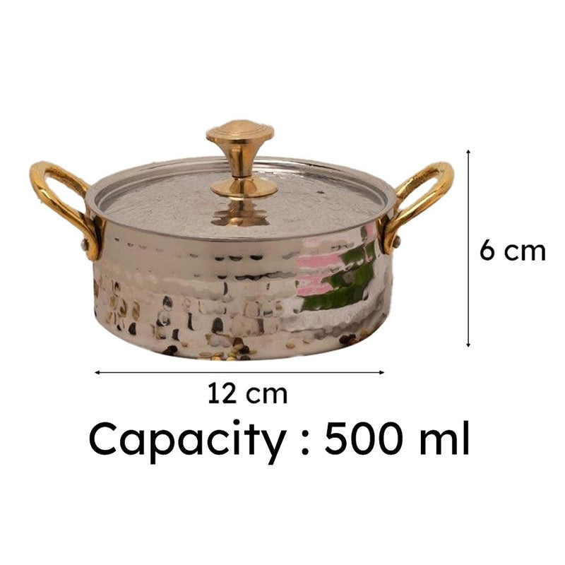 Vintage Charm Hammered Round Serving Pot With Lid - 500 ML media 6