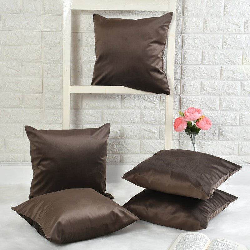 Vintara Velvet Cushion Cover (Brown) - Set Of Five media 2