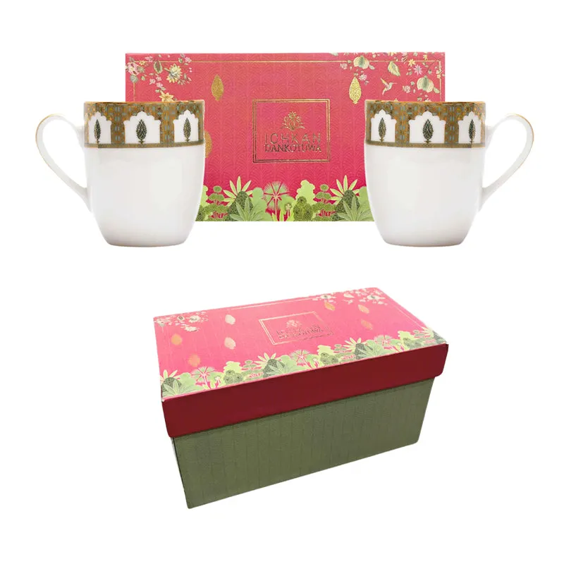 Gilded Chinar Coupe 24k Gold Brushed Porcelain Coffee Mug (280 mL Each) - Set Of Two media 7