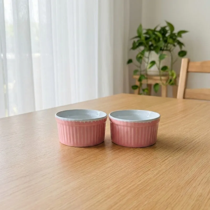 Ceramic Dessert Bowls (Pink,150 mL Each) - Set Of Two media 1