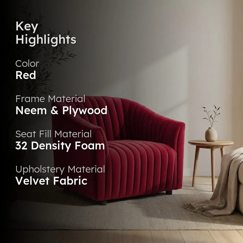 Urbanix Neem Wood Accent Chair - Red media 2