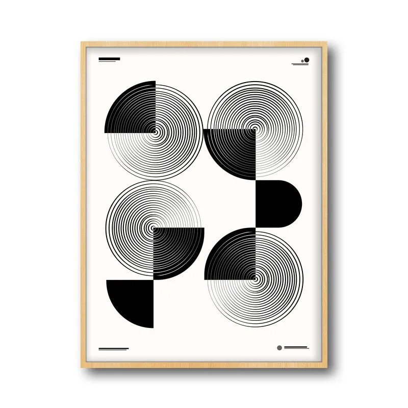 Circle Noir Framed Minimalistic Canvas Archival Canvas Wall Painting - Natural Brown Frame media 5