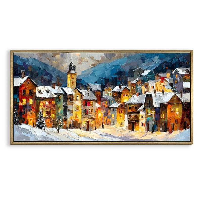 Amber Dusk Canvas Wall Painting With Frame media 3