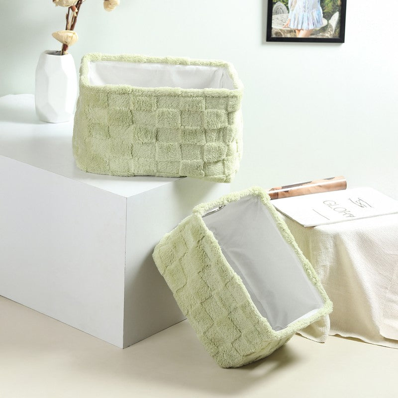 UrbanNest Fabric Storage Basket (Green) - Set of Two media 3