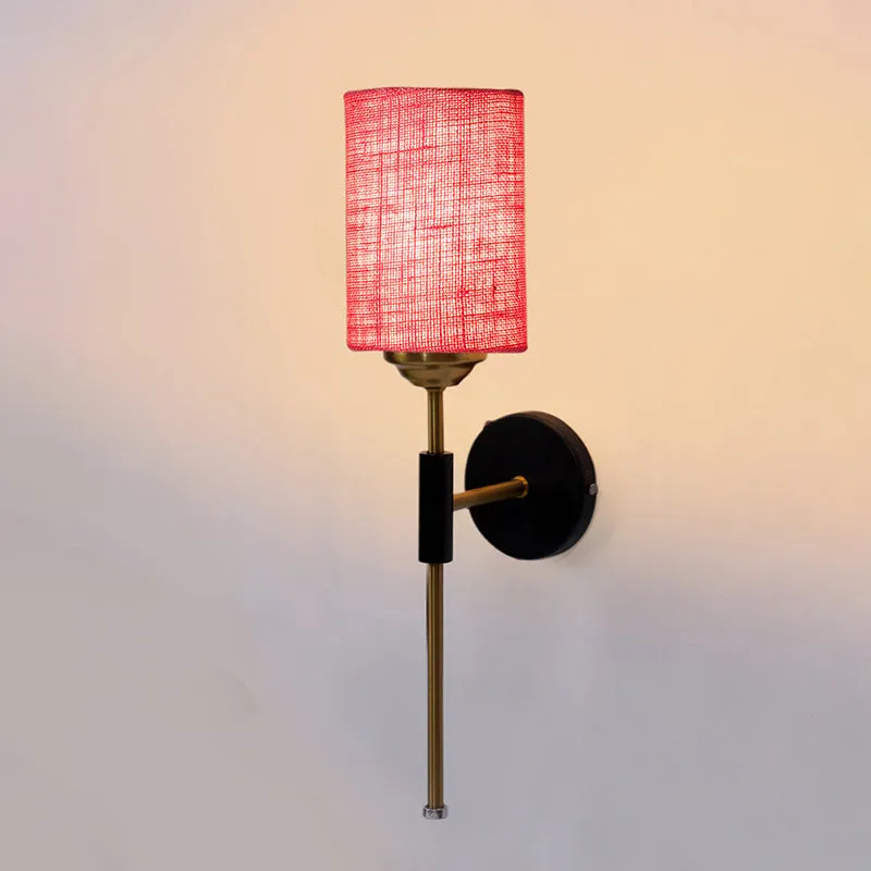 Beryll Cylindrical Jute Wall Lamp - Pink media 4