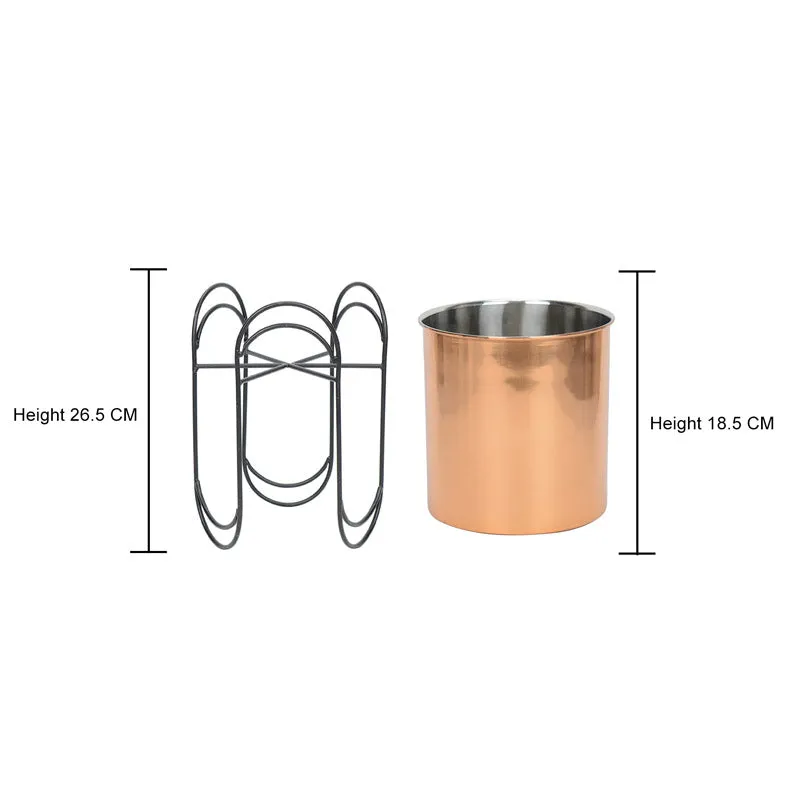 Vyra Stainless Steel Planter - Copper & Black media 4