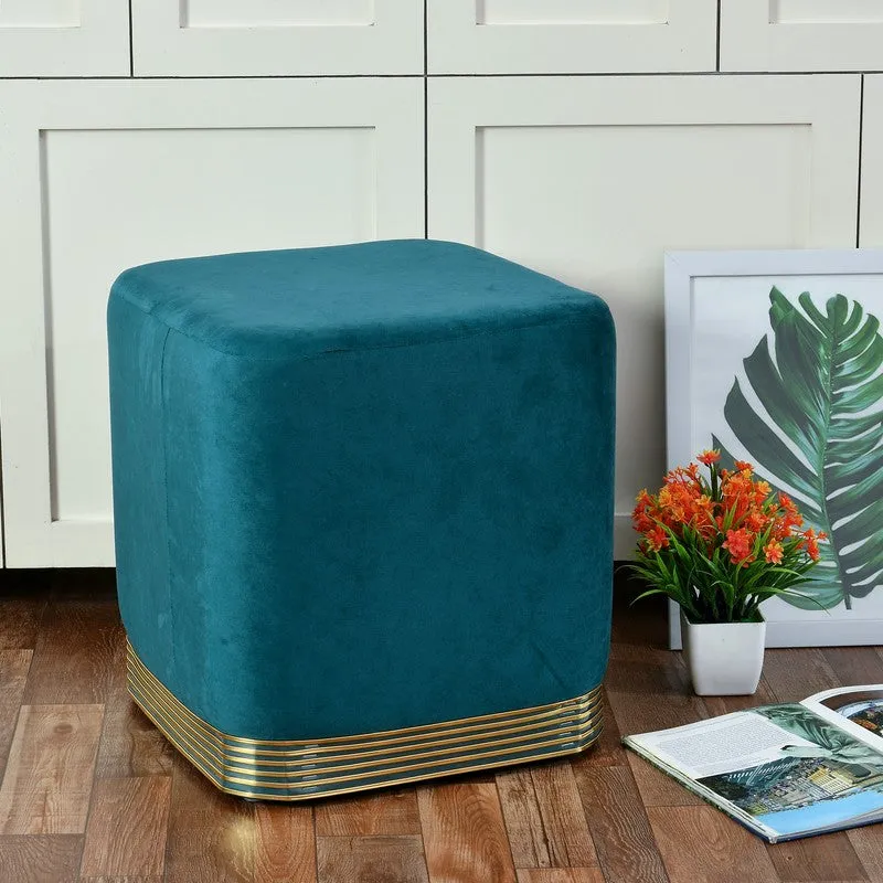 Aureum Solid Velvet Pouffe - Teal media 1