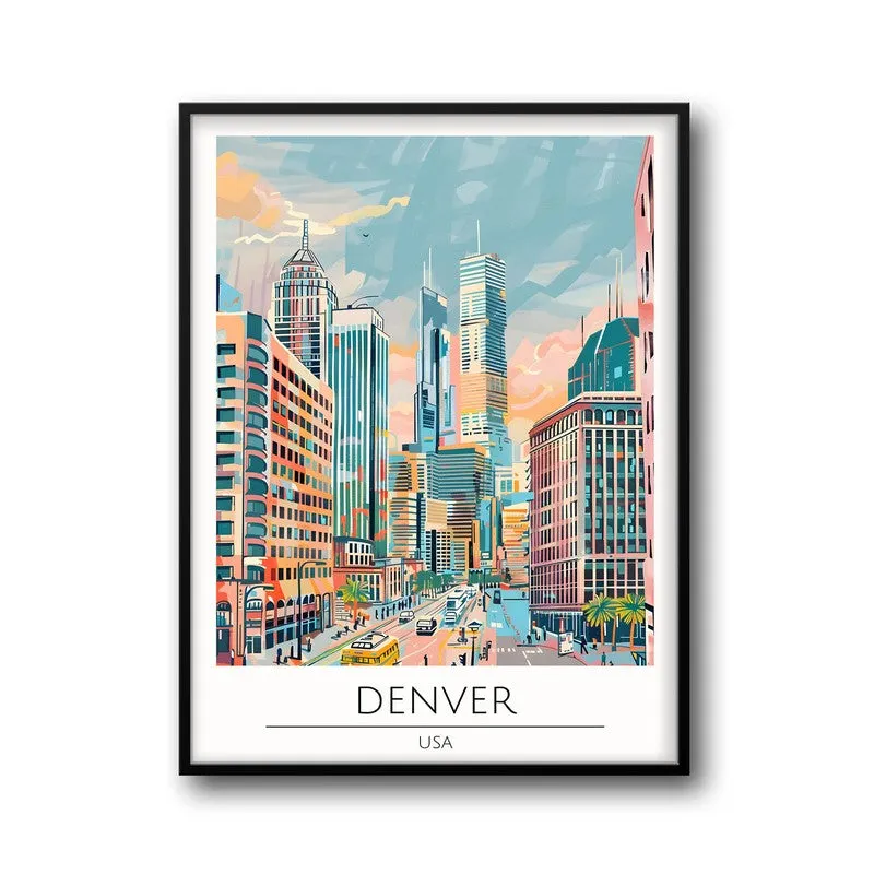 Vintage Denver Framed Canvas Wall Painting media 5