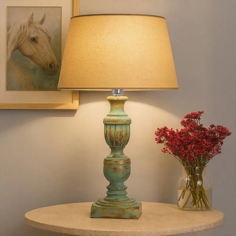 Lueur Fabric Table Lamp - Blue,Beige media 1