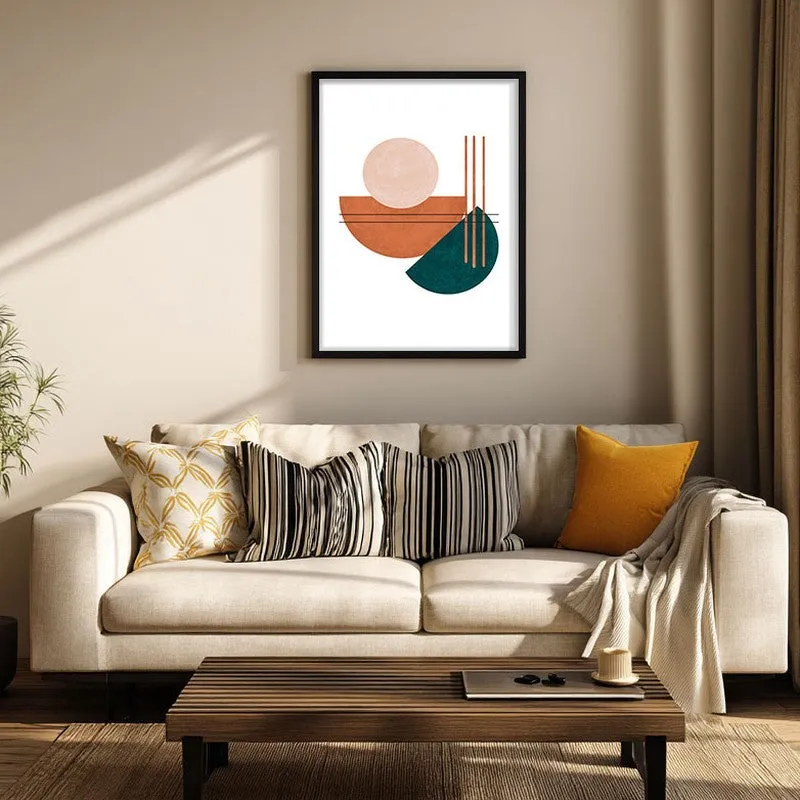 Linear Pulse Canvas Wall Painting With Black Frame media 1