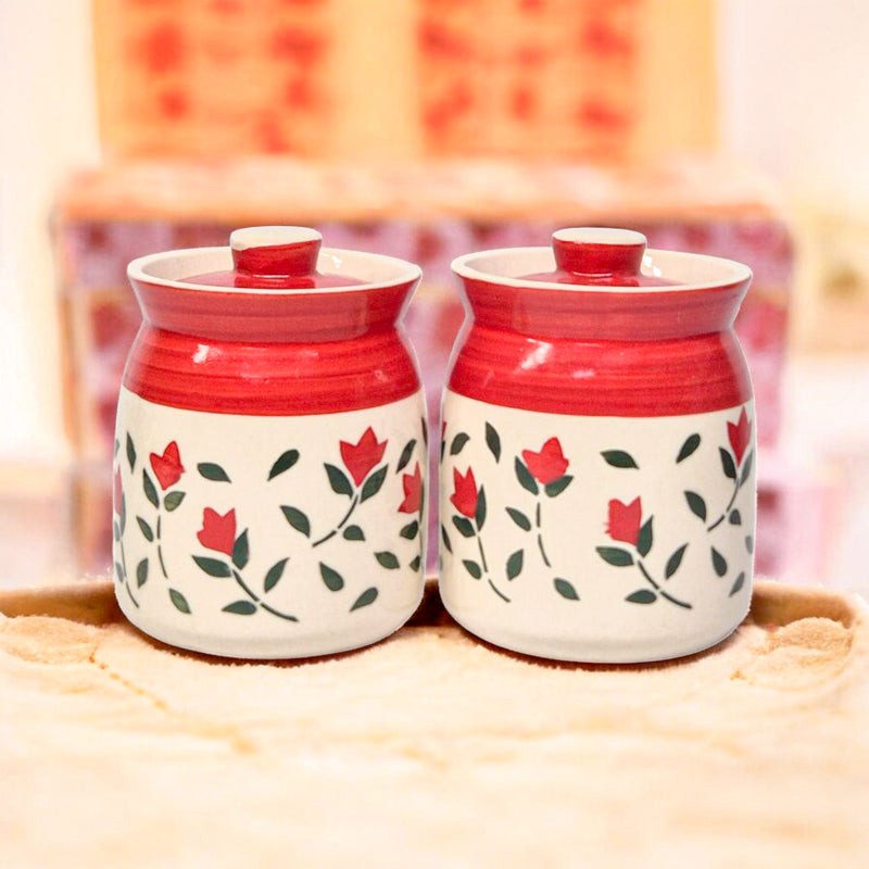 Ghara Flora Ceramic Jar (300 mL Each) - Set Of Two image 8