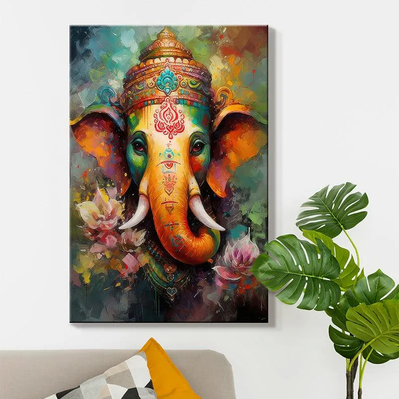 Lord Ganesh Divine Poly Canvas Wall Painting media 6