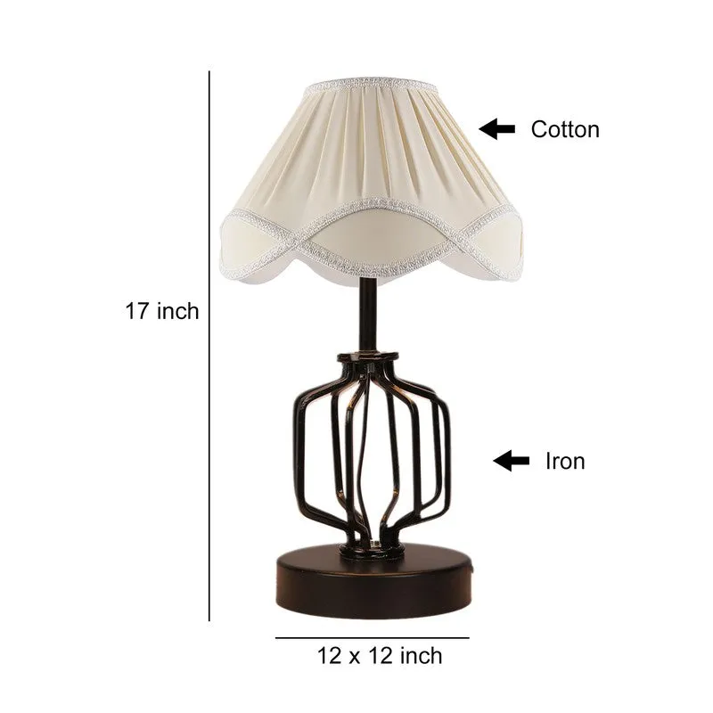 Vividwave Cotton Table Lamp With Wooden Base - Ivory media 9