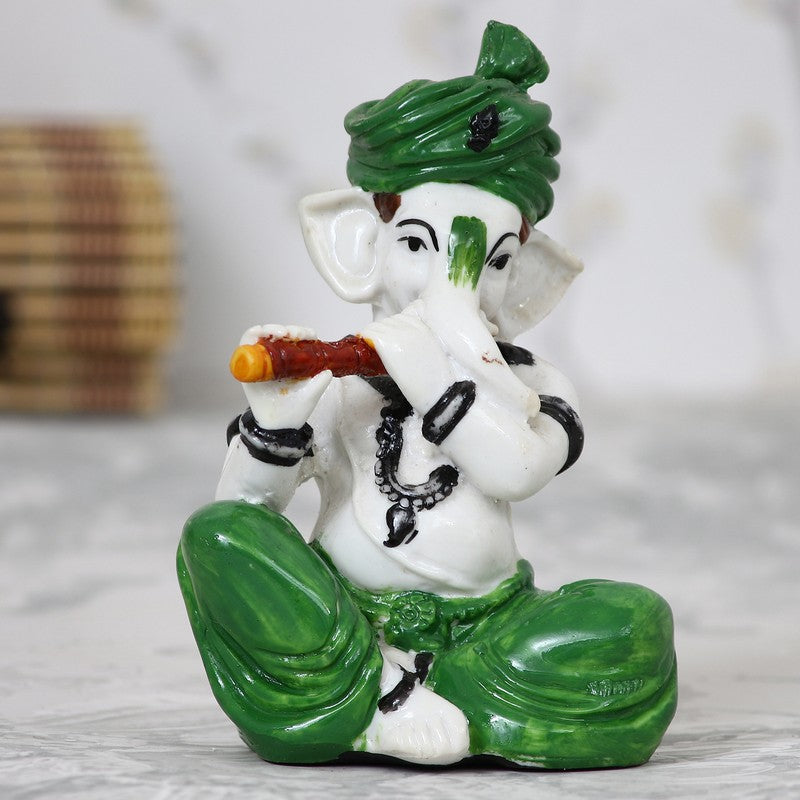 Flute Ganesha Showpieces - Green