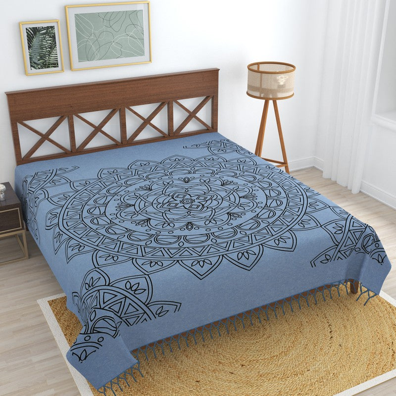 Artloom Mandala Cotton Bedsheet (Blue) - 200 TC