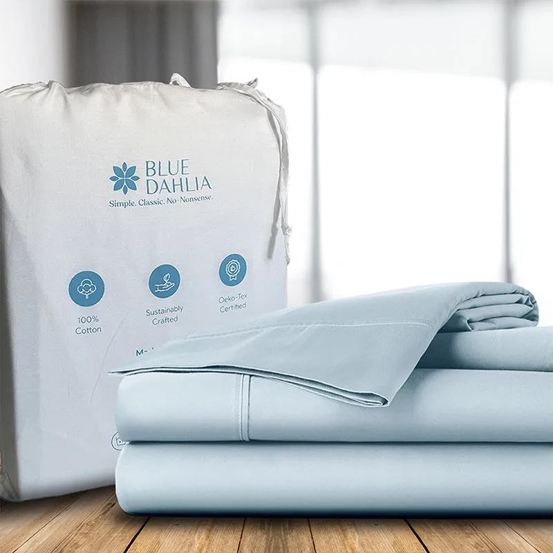 Maison Fitted Solid Cotton Bedsheet (Pale Blue) - 200 TC media 13