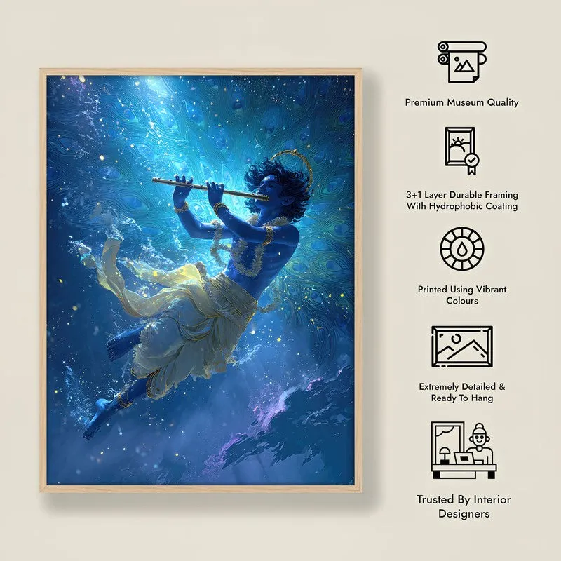 Lord Krishnas Cosmic Divine Dance II Archival Paper Wall Art - Natural Brown Frame media 8