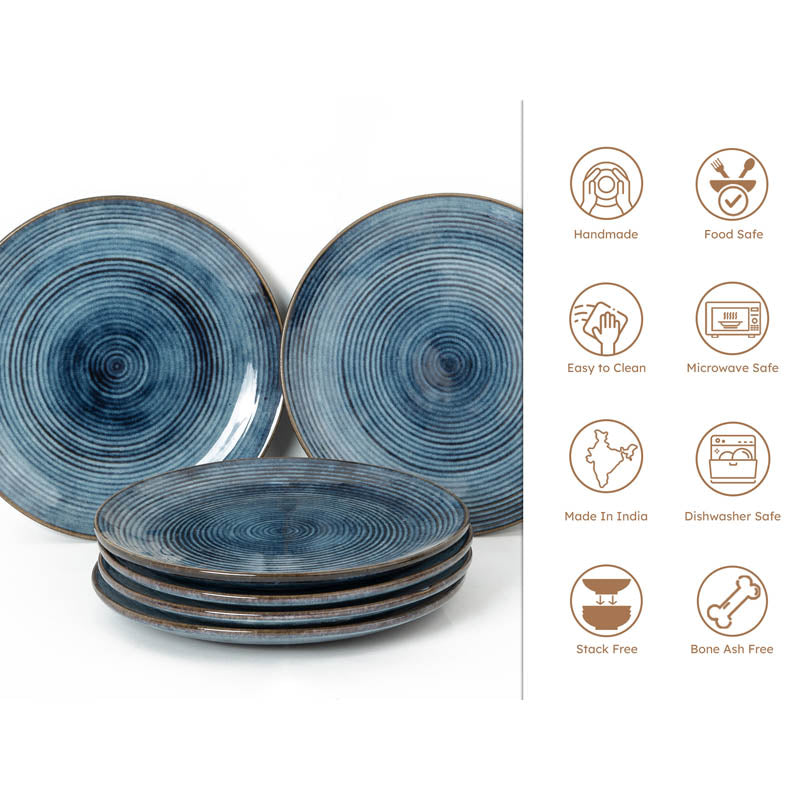 Meghneel Handmade Dinner Plate (Blue) - Set of Six media 4
