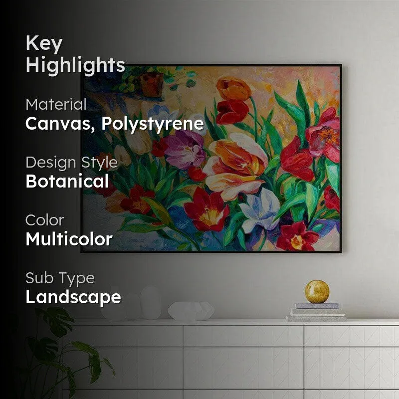 Dancing Flowers Wall Painting - Black Frame media 2