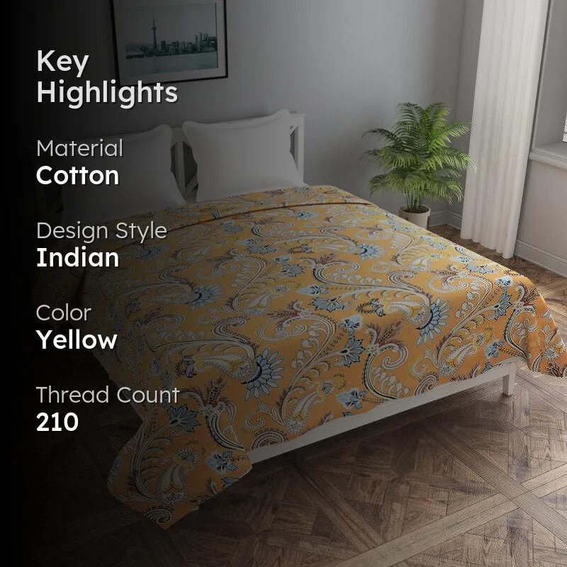 Rajput Weaves Ethnic Cotton Duvet Cover (Yellow) - 210 TC media 2
