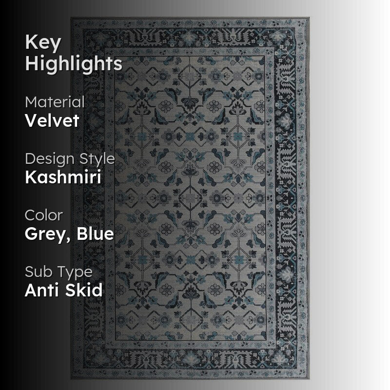 Almaira Velvet Rectangle Anti-Skid Carpet media 2