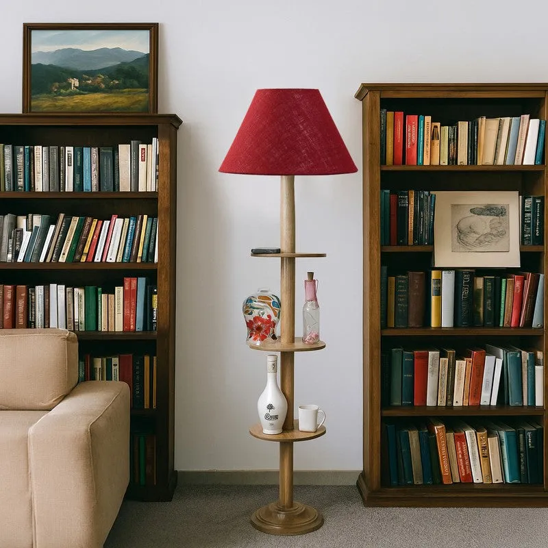 Vintage Glow Light Wooden Floor Lamp - Maroon media 4