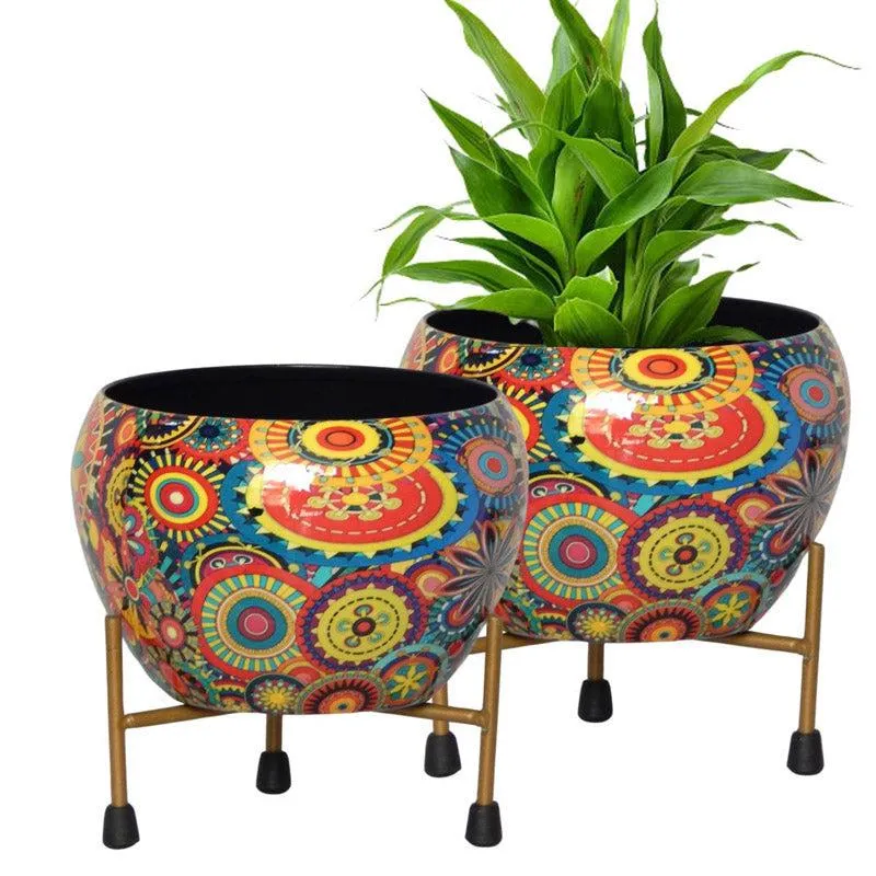 Kairali Ethnic Planter With Stand - Set Of Two media 3