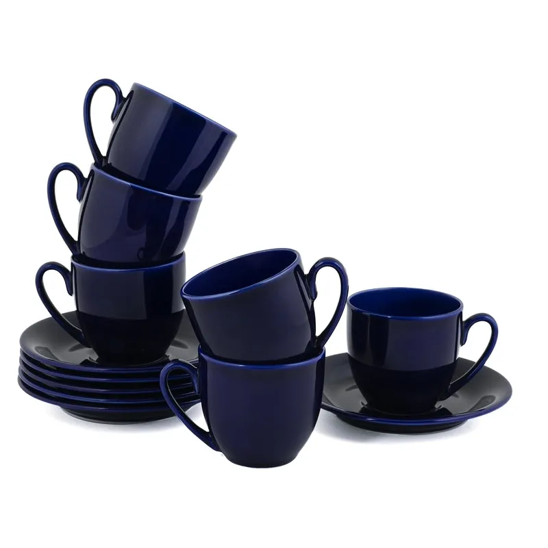 SipDelight Porcelain Cup & Saucer (Blue/190 mL Each) - Set of Six - 4
