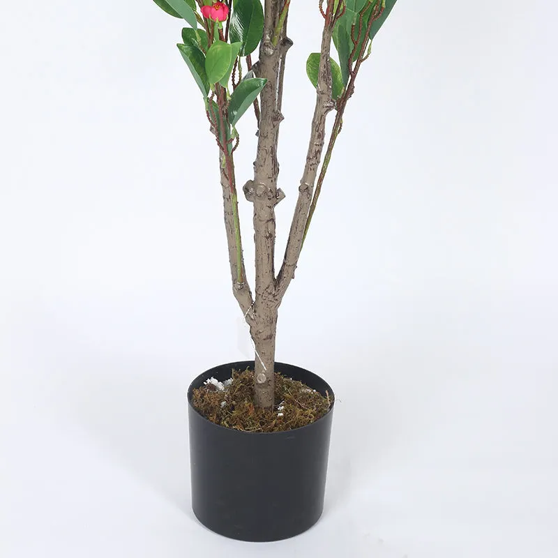 Camella Artificial Camellia Plant With Black Plastic Pot - 4 Feet media 4