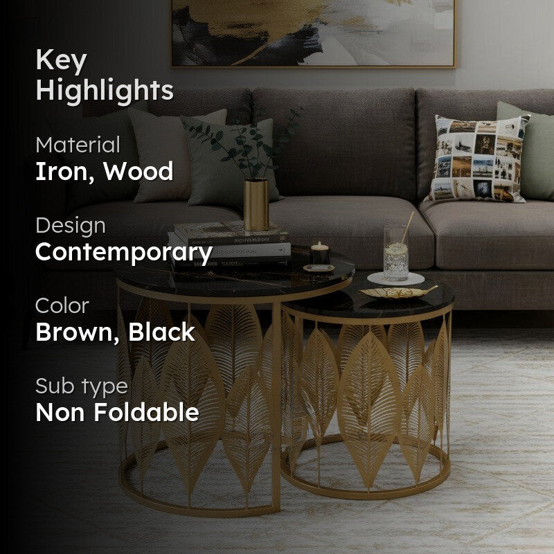 Kairo Curve Center Table (Brown & Black) - Set Of Two media 2