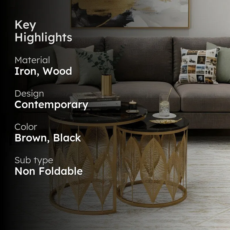 Kairo Curve Center Table (Brown & Black) - Set Of Two media 2