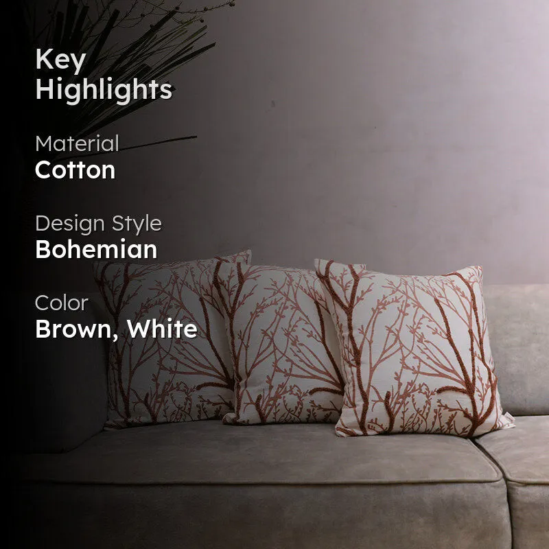 Autumn Naps Tufted Cushion Cover (White & Brown) - Set Of Three media 2