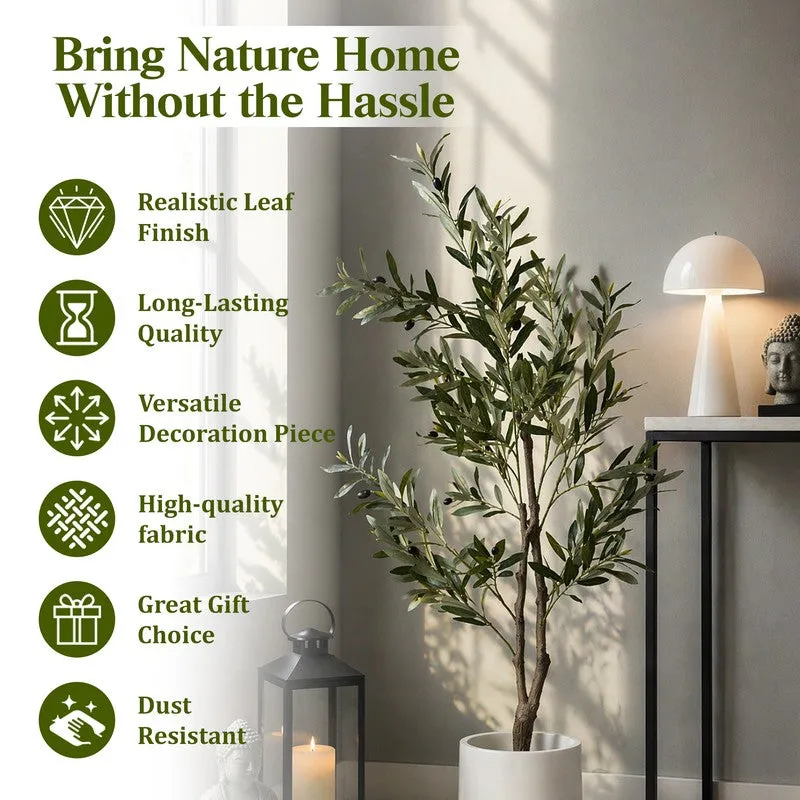 Green Nest Olive Artificial Plant With Black Plastic Pot - 152 cm (5 ft) media 10