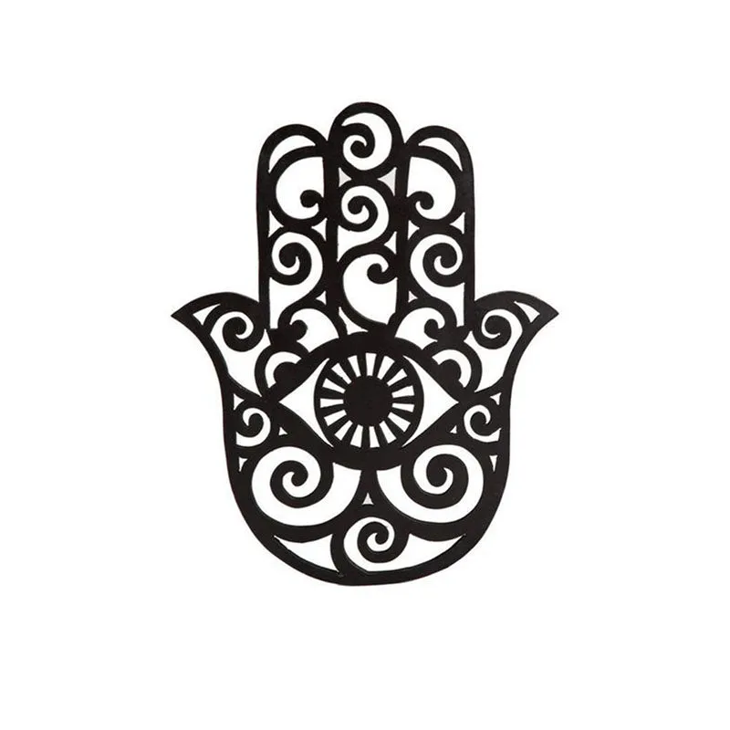 Hamsa Spiritual Black Iron Wall Accent media 3