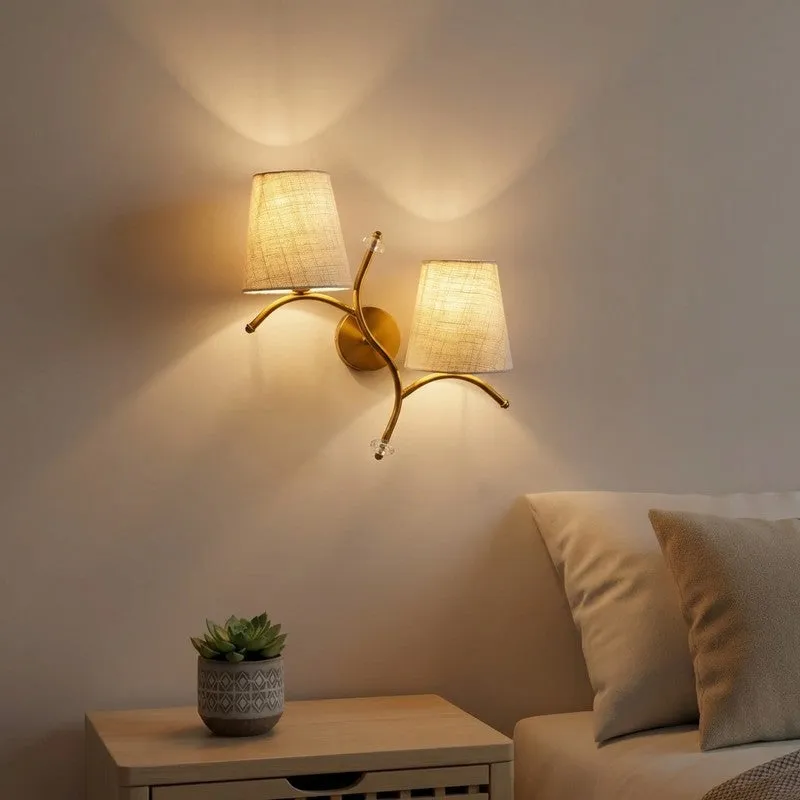 GlowStem Twin Jute Wall Lamp - Grey media 1