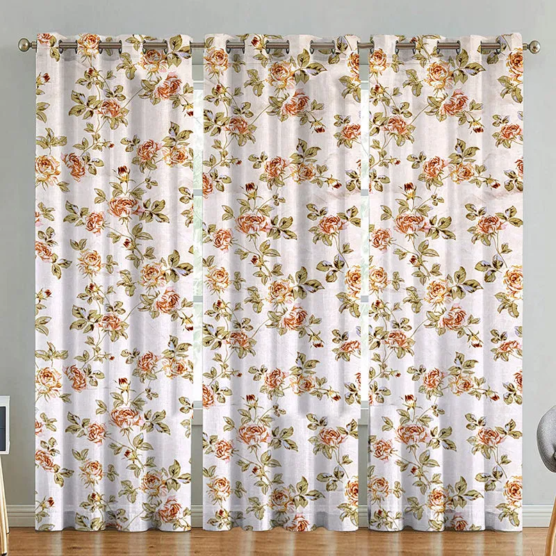 Giselle Floral Cotton Curtain - Set Of Three media 1