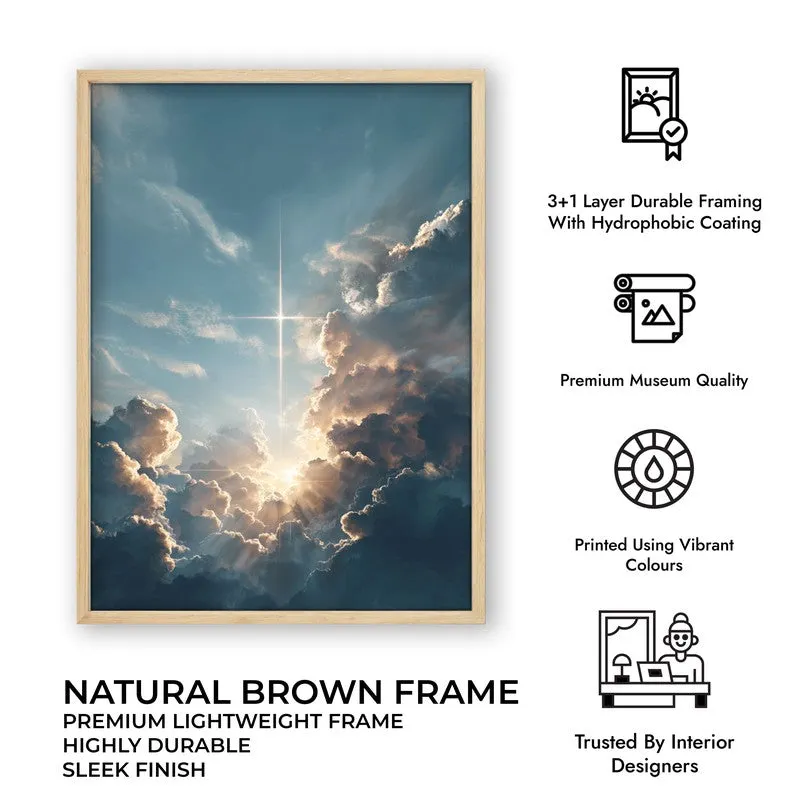 Whispers of the Sky Archival Paper Wall Painting With Brown Frame media 7