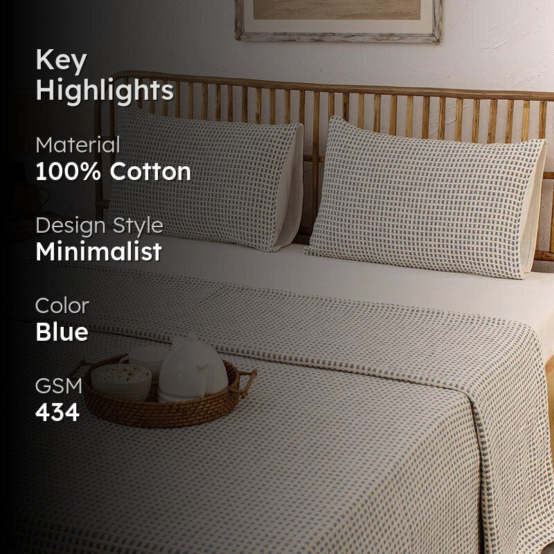 Girnar Bedcover With Pillow Cover - Dark Blue media 2