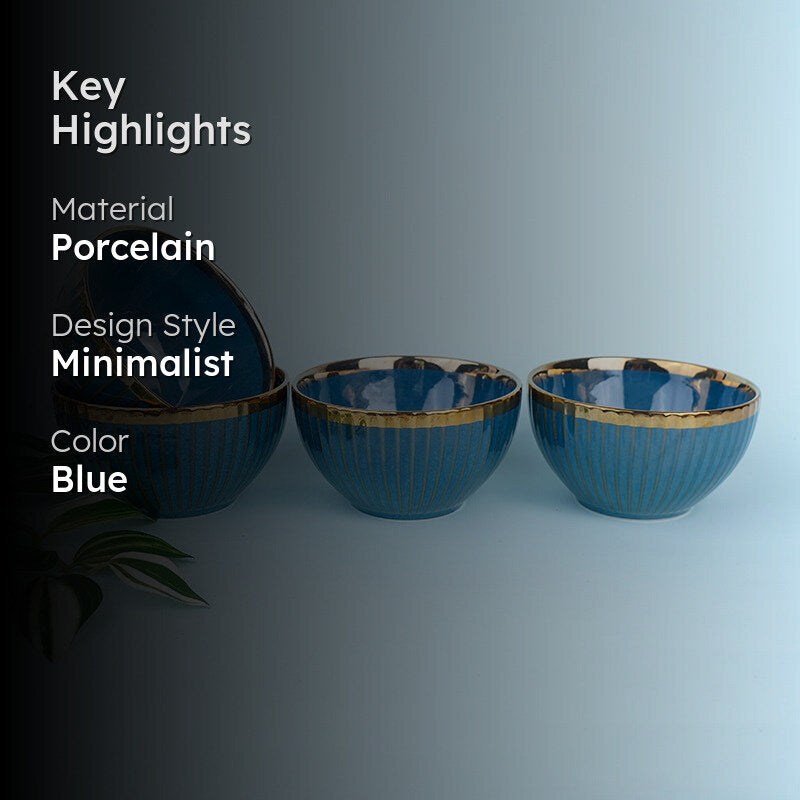 Amazo Blue Gold Serving Bowl (300 ML) - Set Of Four media 2