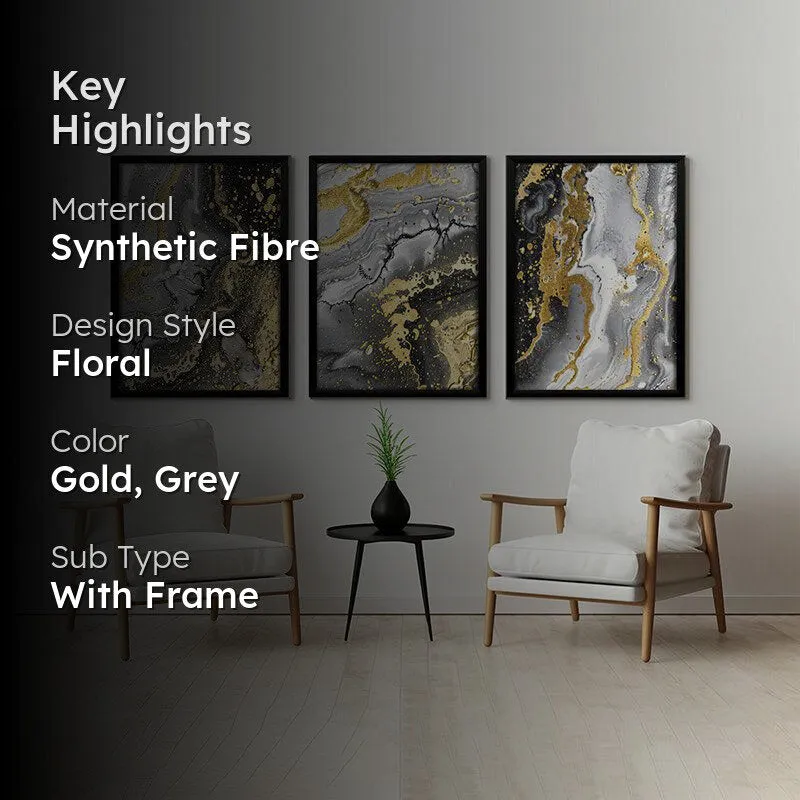 Ebony Gild Abstract Wall Art With Frame - Set Of Three media 2