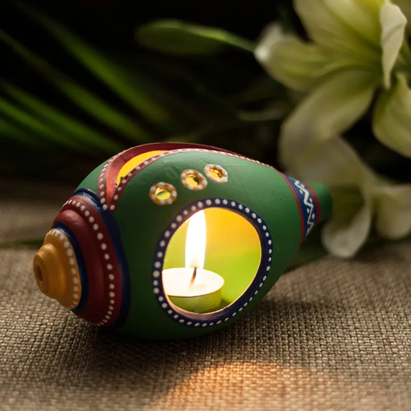 Shankha Deepam Terracotta Tea Light Holder media 1