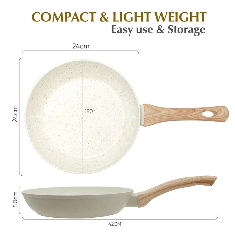 Solara Brewora Ceramic Frying Pan With Handle (White) - 9.6 CM media 9