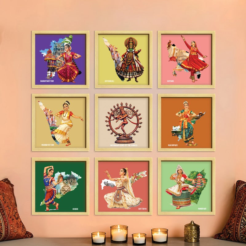 Kalayatra Paper Wall Painting With MDF Frame - Set Of Nine media 6