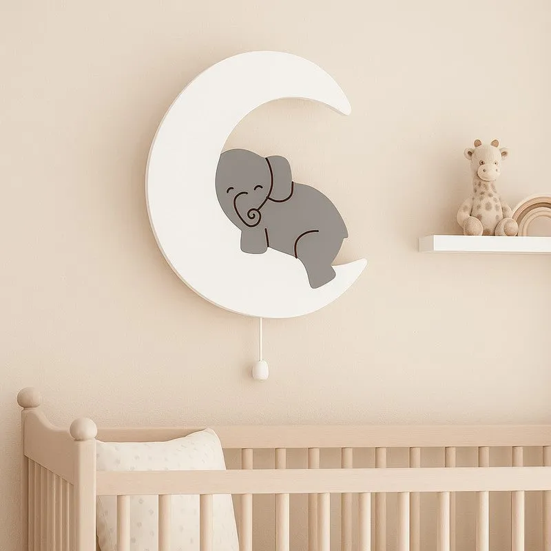 Moon Hug Elephant Battery Operated MDF Wall Lamp - Grey media 3