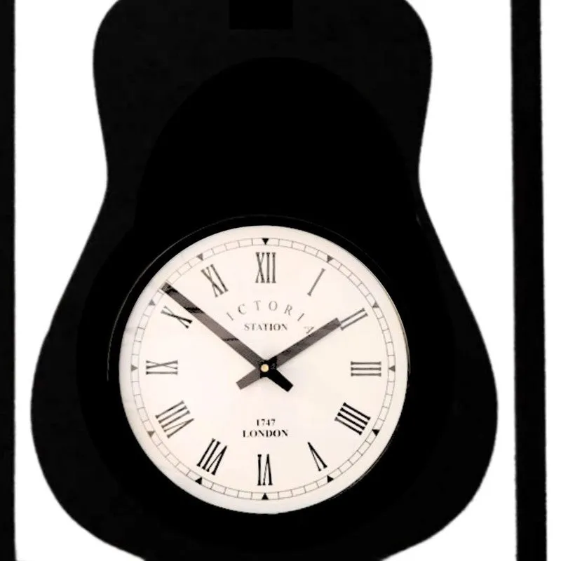 Guitar Steel Analog Wall Clock - Black media 5