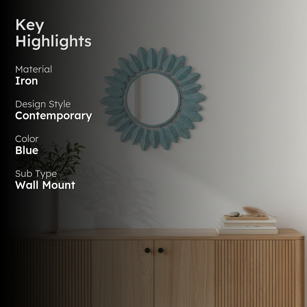 Eleya Bloom Wall Mirror - Blue media 2