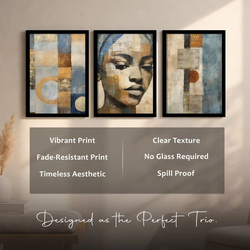 Artistic Soul Paper Wall Painting With Frame - Set Of Three media 7