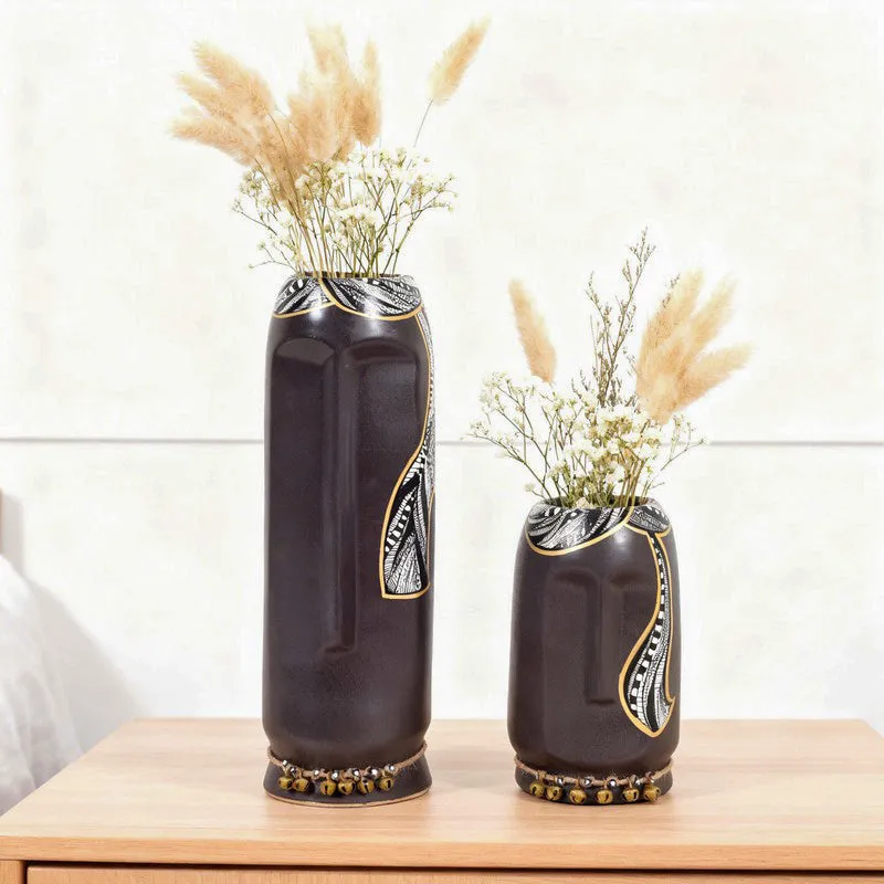 Ilasia Tribal Vase (Black) - Set Of Two media 1