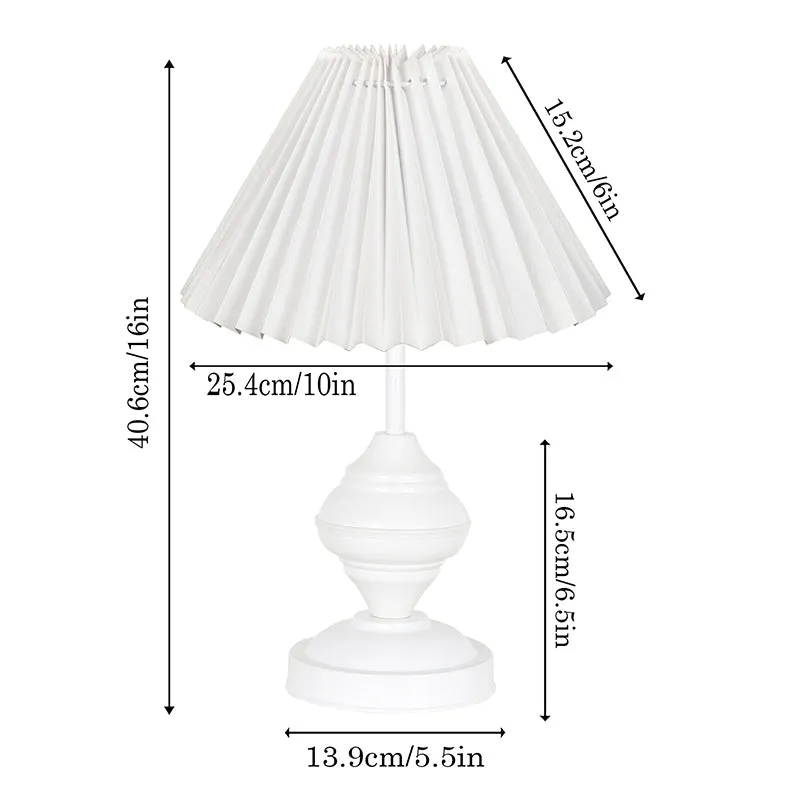 French Pleat Orbin Metal Table Lamp - White media 5
