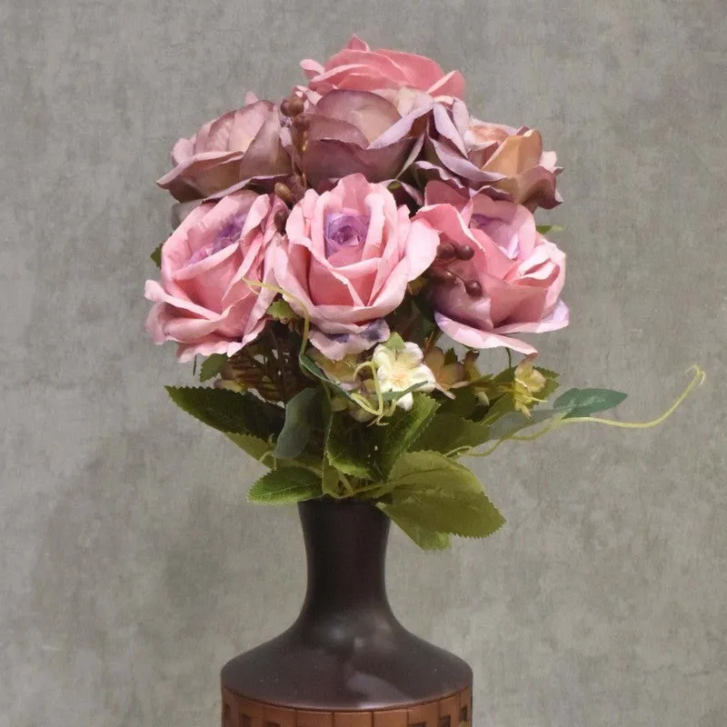 Realistic Artificial Rose Flower Bunch - Purple media 3